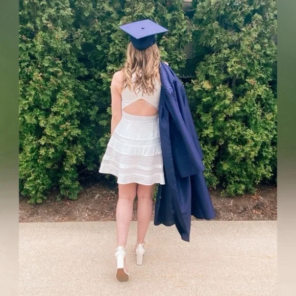 LuLu’s Coveted Curated Collected White Stripe Mini Dress with Mesh Detailing - Picture 1 of 8